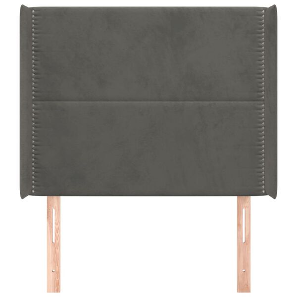 vidaXL sengegavl med kanter 93x16x118/128 cm fl&oslash;jl m&oslash;rkegr&aring;