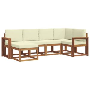 vidaXL Udend&oslash;rs sofagruppe med pude 6 pcs Naturlig og Fl&oslash;de