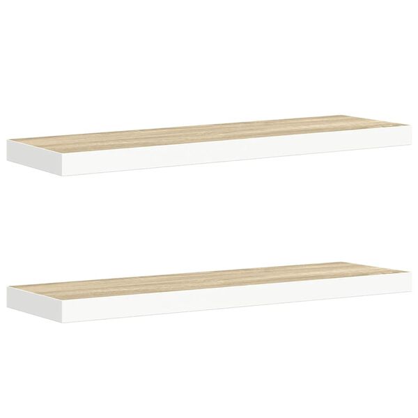vidaXL v&aelig;ghylder 2 stk. 80x23,5x3,8 cm MDF egetr&aelig;sfarve og hvid