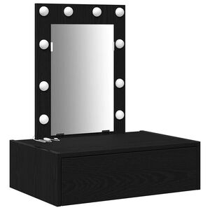 vidaXL Kl&aelig;deskab med spejllys Sort 60 x 40 x 70 cm Konstrueret tr&aelig;