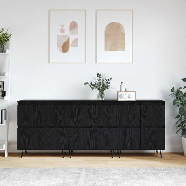 vidaXL Sideboards 3 pcs Sort eg 180 x 35 x 70 cm Konstrueret tr&aelig;