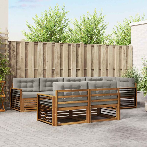 vidaXL Udend&oslash;rs sofagruppe med pude 7 pcs Naturlig og Lys Gr&aring;