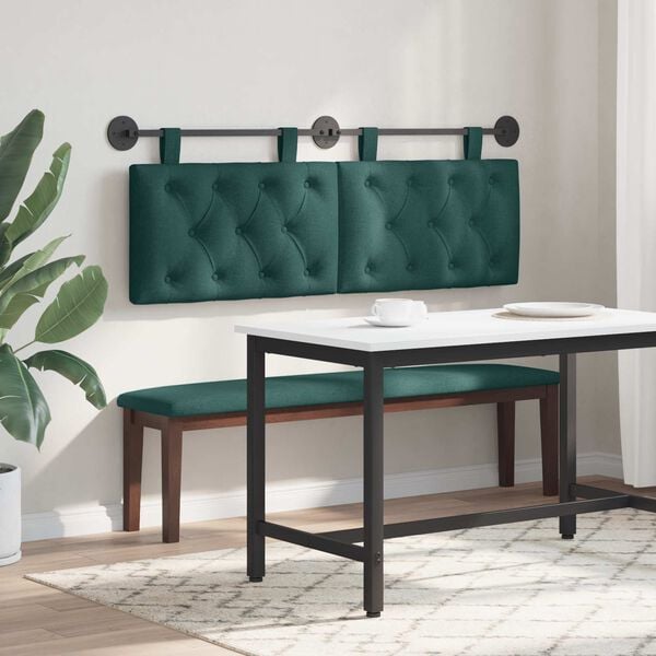 vidaXL H&aelig;ngende Hovedgavl V&aelig;gmonteret M&oslash;rkegr&oslash;n 130 x 55 x 7 cm Stof