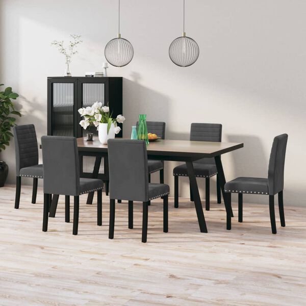 vidaXL spisebordsstole 6 stk. velour m&oslash;rkegr&aring;