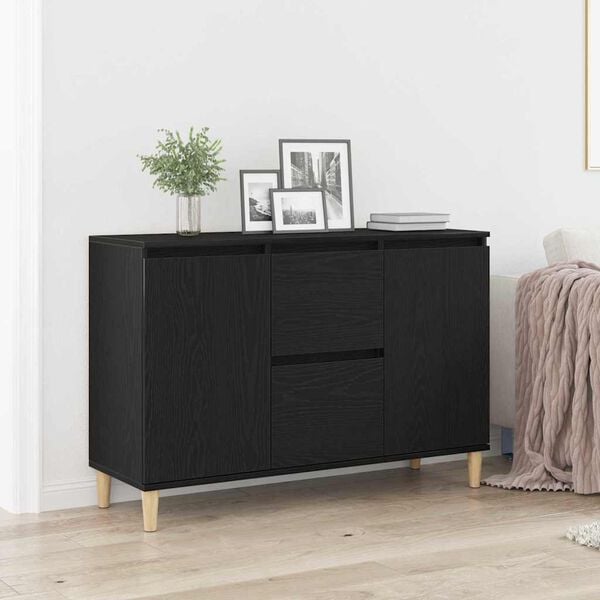 vidaXL Sideboard med skuffe Sort 101 x 35 x 60 cm Konstrueret træ