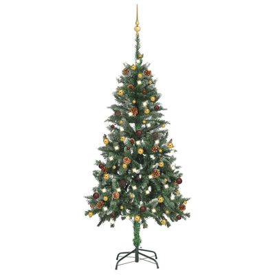 vidaXL kunstigt juletræ med lys og kuglesæt 150 cm