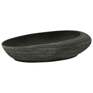 vidaXL h&aring;ndvask til bordplade 59x40x15 cm oval keramik gr&aring; og sort