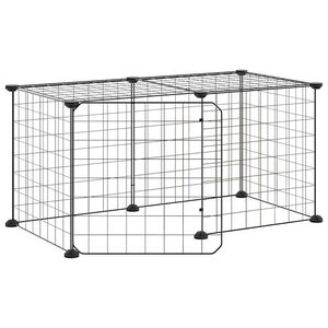 vidaXL 8-panels k&aelig;ledyrsindhegning med l&aring;ge 70x35x35 cm st&aring;l sort