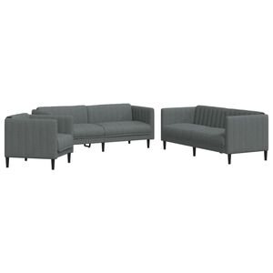 vidaXL sofas&aelig;t 3 dele stof m&oslash;rkegr&aring;