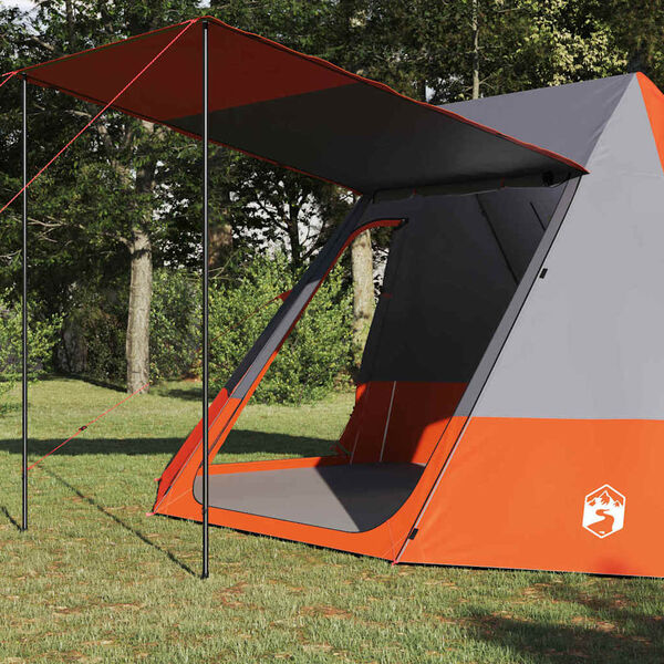 vidaXL Camping telt med tag Grå og orange 482 x 360 x 227 cm taft