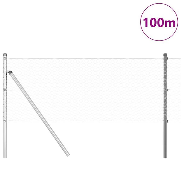 vidaXL Hegnsp&aelig;l S&oslash;lv 100 x 0,6 m (25 mm net) St&aring;l