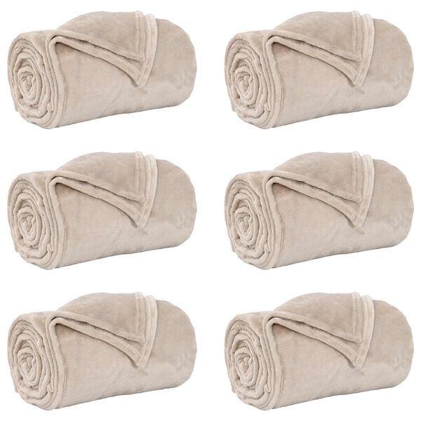 vidaXL Kastet&aelig;pper 6 pcs Beige 220 x 240 cm Fleece