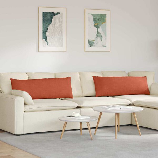 vidaXL Sofapuder 2 pcs R&oslash;d orange 120 x 40 cm Velourstof
