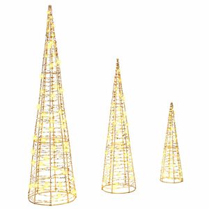 vidaXL Juletr&aelig; 3 stk. 90 LED'er Varm hvid 20 x 20 x 80 cm PET