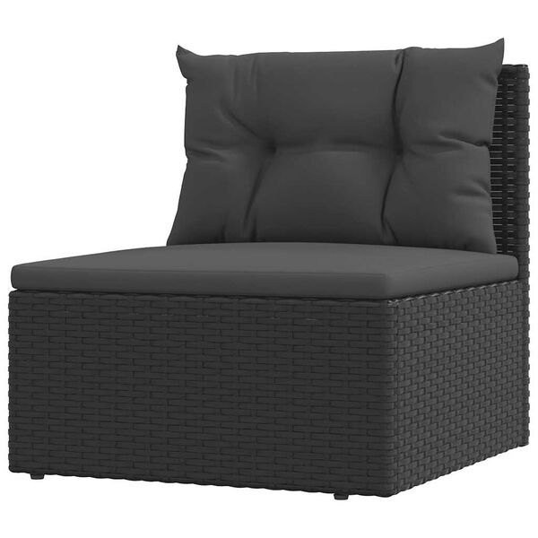 vidaXL midtermodul til havesofa med hynder polyrattan sort