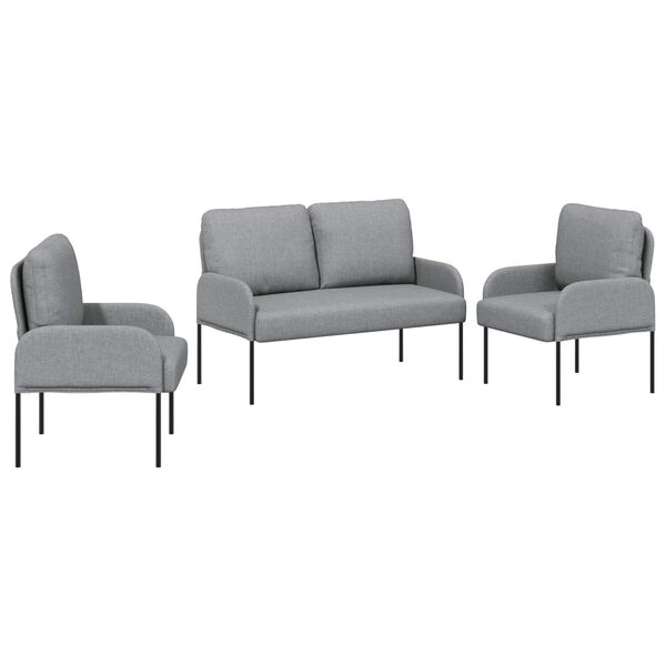 vidaXL Sofas&aelig;t med pude 3 pcs Lysegr&aring; 115 x 56 x 80 cm Krydsfin&eacute;r
