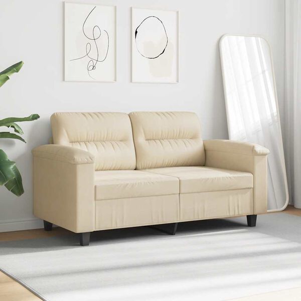 vidaXL 2-personers sofa 120 cm mikrofiberstof cremefarvet