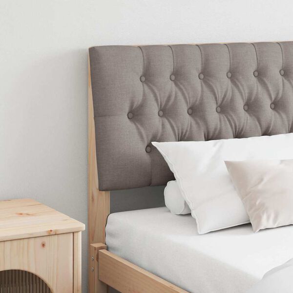 vidaXL Polstret sengegavl Gr&aring;brun 200 cm Massiv fyrretr&aelig;