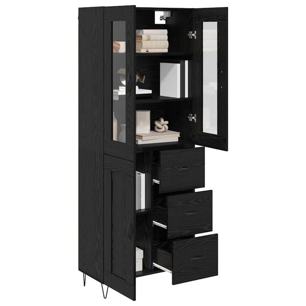 vidaXL Highboard med skuffe Sort eg 69,5 x 34 x 90 cm Konstrueret tr&aelig;