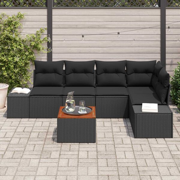 vidaXL Havesofa Sæt 6 pcs Sort