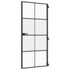 vidaXL d&oslash;r 93x201,5 cm h&aelig;rdet glas og aluminium sort
