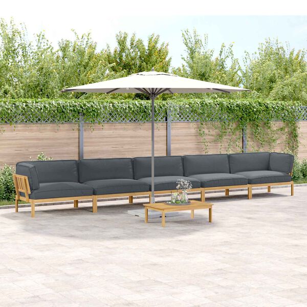 vidaXL Sofa S&aelig;t med pude Ensfarvet 6 pcs Antracit Massivt Akacietr&aelig;