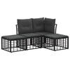 vidaXL Udend&oslash;rs sofagruppe med pude 4 pcs Sort Polyester