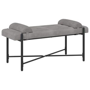 vidaXL Knappet b&aelig;nk med puder Lysegr&aring; 110 x 40 x 46 cm Fl&oslash;jl
