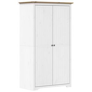vidaXL kl&aelig;deskab BODO 99x53,5x173 cm massivt fyrretr&aelig; hvid og brun
