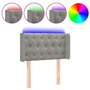 vidaXL sengegavl med LED-lys 83x16x78/88 cm fl&oslash;jl lysegr&aring;