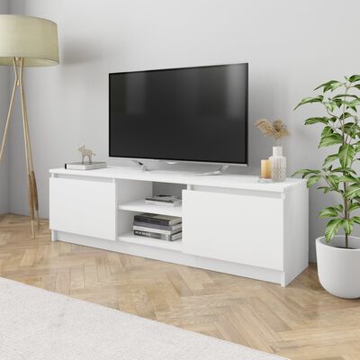 vidaXL tv-bord 120x30x35,5 cm konstrueret træ hvid