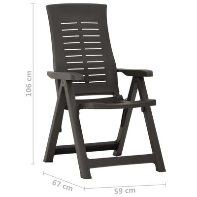 vidaXL lænestole til haven 2 stk. plastik antracitgrå