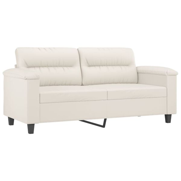 vidaXL 2-personers sofa med puder og hynder 140 cm kunstl&aelig;der creme
