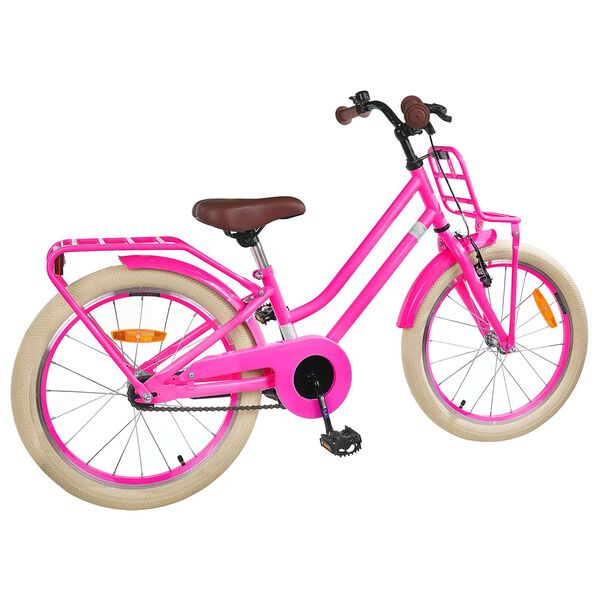 vidaXL B&oslash;rnecykel 18 tommer til 5-7 &aring;r gammel M&oslash;rk pink