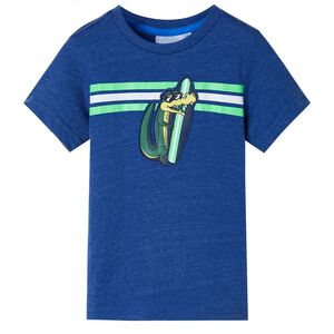 T-shirt til b&oslash;rn str. 128 m&oslash;rk bl&aring;meleret