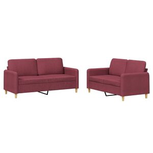vidaXL sofas&aelig;t 2 dele med hynder stof vinr&oslash;d