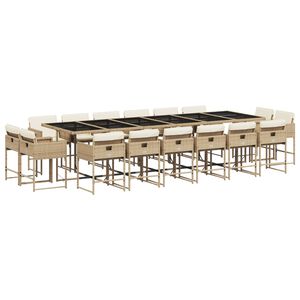 vidaXL spisebordss&aelig;t til haven 17 dele med hynder polyrattan beige
