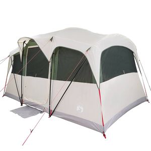 vidaXL Familietelt Hvid og gr&oslash;n 435 x 255 x 216 cm Polyester og St&aring;l