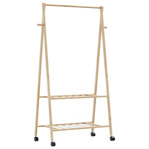 vidaXL t&oslash;jstativ med hylder og hjul 96x45,5x155,5 cm bambus