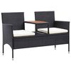 vidaXL 2-personers haveb&aelig;nk med tebord 143 cm polyrattan sort