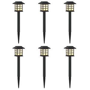 vidaXL Udend&oslash;rs sollys med jordspyd 6 pcs Varm hvid 38,5 cm PP