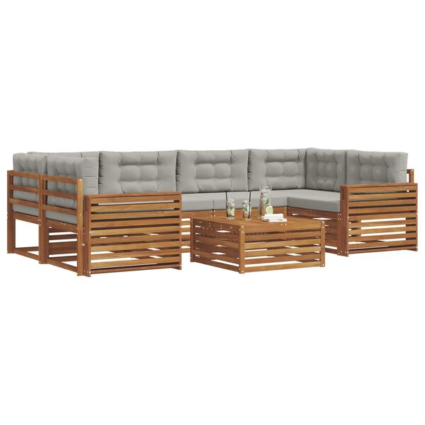 vidaXL Udend&oslash;rs sofagruppe med pude 7 pcs Naturlig og Lys Gr&aring;