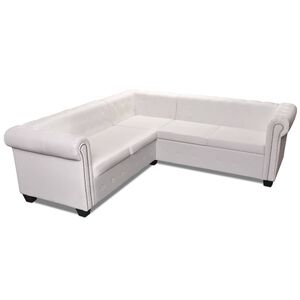 vidaXL 5-personers sofa Chesterfield-look kunstl&aelig;der hvid