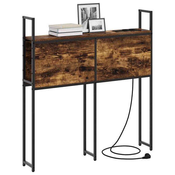 vidaXL Opbevaringshovedgavl med Opladningsstation med hylde R&oslash;get eg