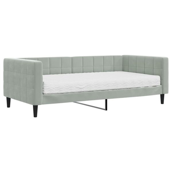 vidaXL daybed med madras 90x190 cm velour lysegr&aring;