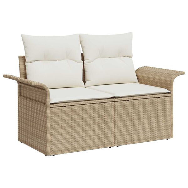 vidaXL Havesofa S&aelig;t med pude med opbevaring 6 pcs Beige Poly rattan