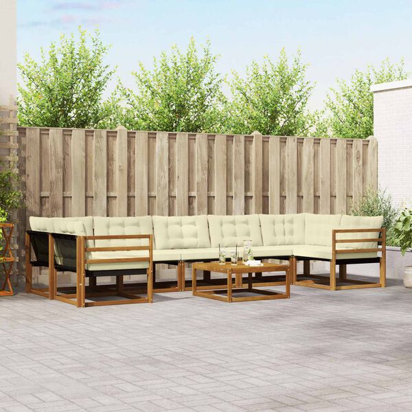 vidaXL Udend&oslash;rs sofagruppe med pude 8 pcs Naturlig og Fl&oslash;de