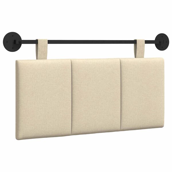 vidaXL H&aelig;ngende Hovedgavl V&aelig;gmonteret Creme 100 x 55 x 5 cm Stof