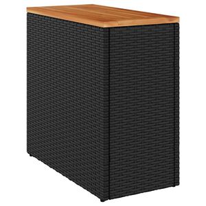 vidaXL havesidebord med tr&aelig;plade sort 58x27,5x55 cm polyrattan