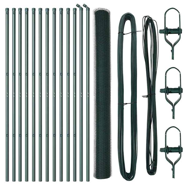 vidaXL Hegn med stolper Gr&oslash;n 1.5 x 25 m PVC-belagte st&aring;l